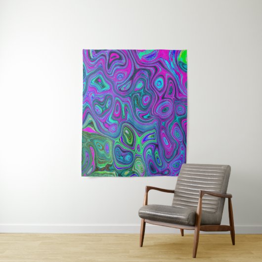 Tenture Magenta marbré et citron vert Super Art Abstrait (En situation)