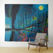 Tenture Magical Moon River Tree en style peinture à l'huil (En situation (horizontale))