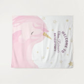 Tenture Magique Rose or Unicorne Anniversaire fond (Devant (Horizontal))