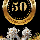 Tenture Magnifique 50e anniversaire fond or talons de ball