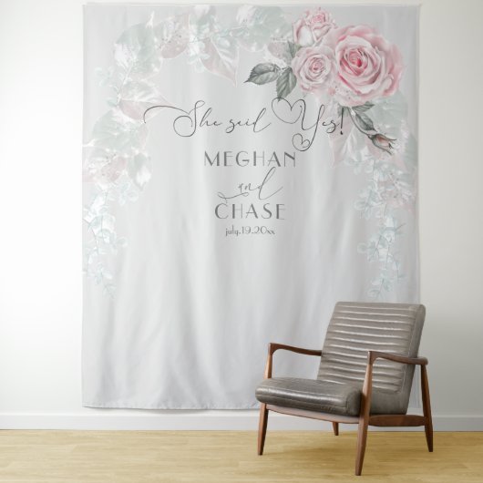 Tenture Magnifiques Roses Roses Peintes en Rose Prop Baref (En situation)