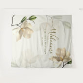 Tenture Magnolia blanc oriental élégant de bienvenue (Devant (Horizontal))