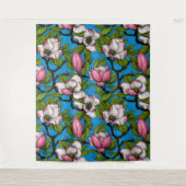 Tenture Magnolia en floraison sur bleu (Devant)