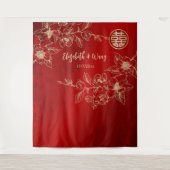 Tenture Magnolia Gold Red Chinese fond (Devant)