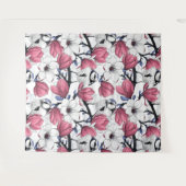 Tenture Magnolia rose et métis bleu (Devant (Horizontal))