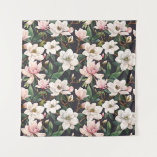 Tenture Magnolias dessinés à la main : aquarelle transpare