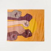 Tenture Mains avec poing soulevées sur le soleil jaune (Devant (Horizontal))