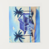 Tenture Maison de plage avec palmiers (Devant)