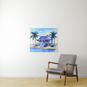 Tenture Maison de plage avec palmiers (En situation (horizontale))