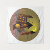 Tenture Maison de sorcière éffrayante Halloween et château (Devant (Horizontal))