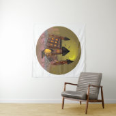 Tenture Maison de sorcière éffrayante Halloween et château (En situation (horizontale))