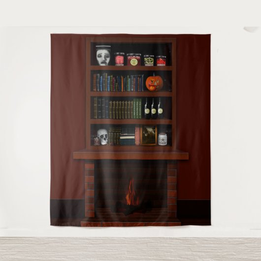 Tenture Maison Halloween Haunted Maison Bookaie Fire Place (Devant)