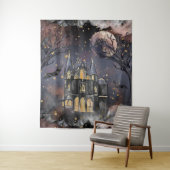 Tenture Maison hantée | Arbre à Pleines lunes Éffrayantes  (En situation)