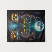 Tenture Maison hantée d'Halloween éffrayant (Devant (Horizontal))