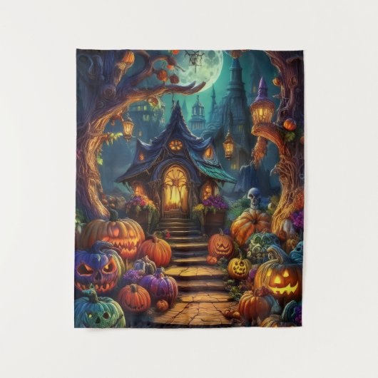 Tenture Maison hantée et sentier effrayants d'Halloween (Devant)
