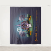 Tenture Maison hantée fantôme mignon fond Halloween (Devant)