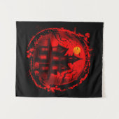 TENTURE MAISON HANTÉE HALLOWEEN SILHOUETTE ROUGE NOIR (Devant (Horizontal))