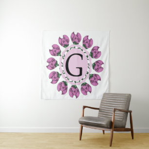 Tenture Majuscule G monogramme floral