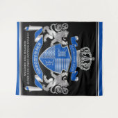 Tenture Make Your Own Coat of Arms Blue Silver Lion Emblem (Devant (Horizontal))