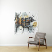 Tenture Malice Lune : Halloween du manoir de l'heure de la (En situation (horizontale))