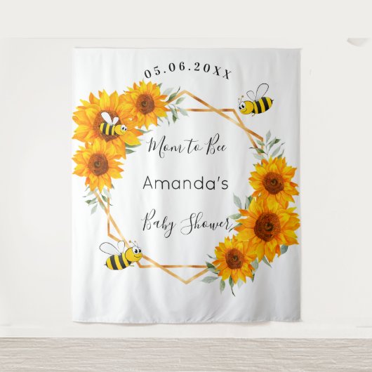 Tenture Maman à l'honneur pour Baby Shower tournesols neut (Devant)