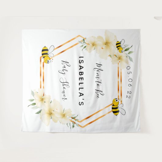 Tenture Maman d'abeille fleurs dieu géométrique Baby Showe (Devant (Horizontal))