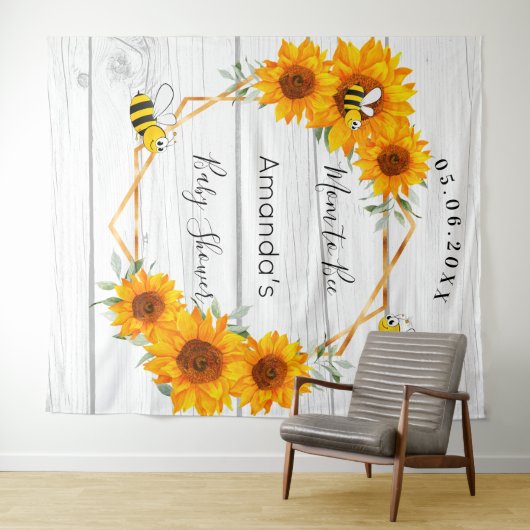 Tenture Maman de la Baby Shower abeille à miel tournesols (En situation (horizontale))