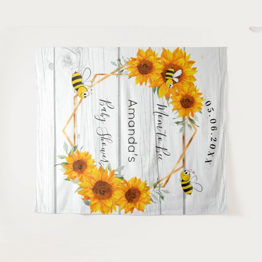 Tenture Maman de la Baby Shower abeille à miel tournesols (Devant (Horizontal))