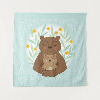 Maman Ours et Ourson sur Aqua Blue