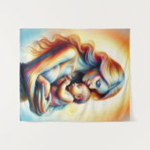 Tenture Maman tenant bébé lumière tendre embrasser l'art (Devant (Horizontal))