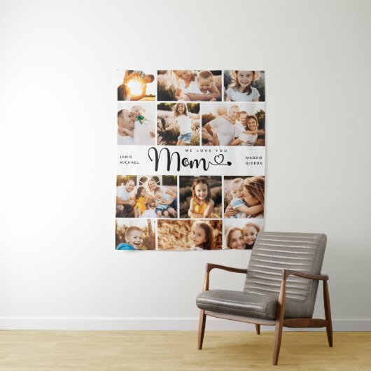Tenture Maman We Lots Hearts Modern Photo Collage (En situation)