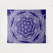 Tenture Mandala Art Boho Chic Elegant Navy Blue Trippy (Devant (Horizontal))