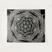 Tenture Mandala Art Boho Chic Elegant noir blanc Trippy (Devant (Horizontal))