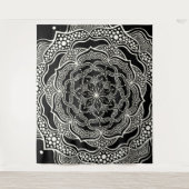 Tenture Mandala Art Boho Chic Elegant noir blanc Trippy (Devant)
