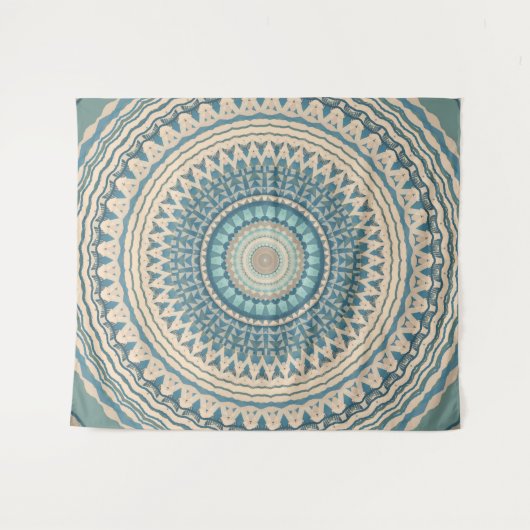 Tenture Mandala beige Turquoise clair (Devant (Horizontal))