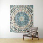 Tenture Mandala beige Turquoise clair (En situation)