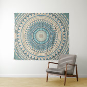 Tenture Mandala beige Turquoise clair (En situation (horizontale))