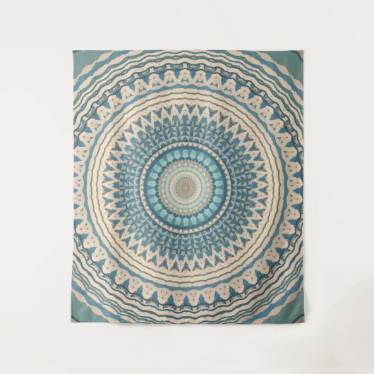 Tenture Mandala beige Turquoise clair (Devant)