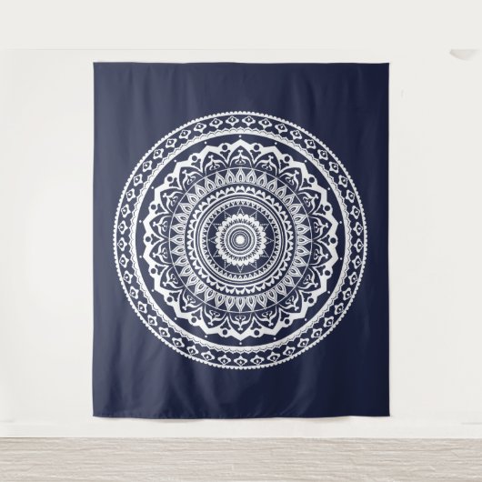 Tenture Mandala Blanc Laissez la mer vous libérer (Devant)