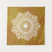 Tenture Mandala blanc sur fond doré (Devant (Horizontal))