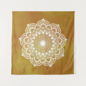 Tenture Mandala blanc sur fond doré (Devant)