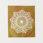 Tenture Mandala Blanc sur Fond Doré Petit (Devant)