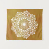 Tenture Mandala Blanc sur Fond Doré Petit (Devant (Horizontal))