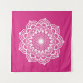 Tenture Mandala blanc sur fond rose (Devant (Horizontal))