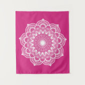 Tenture Mandala Blanc sur Fond Rose Petit (Devant)