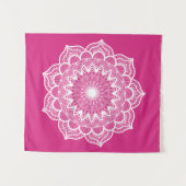 Tenture Mandala Blanc sur Fond Rose Petit (Devant (Horizontal))