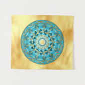 Tenture Mandala bleu or sur fond or doux (Devant (Horizontal))