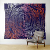 Tenture Mandala Boho Chic Elegant Rose de la Marine Gold (En situation (horizontale))