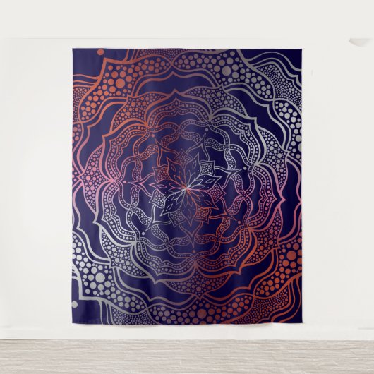 Tenture Mandala Boho Chic Elegant Rose de la Marine Gold (Devant)