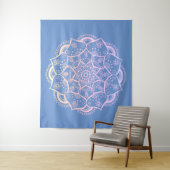Tenture Mandala Boho Pastel Blue Gradient (En situation)